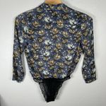 Free People Intimately Blue Floral Lace Plunging Wrap Elsa Bodysuit Size Small Photo 3