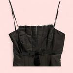 Laundry by Shelli Segal Beautiful Y2K silk accordion pleat black bow tie strapless classic luxury dress Photo 3