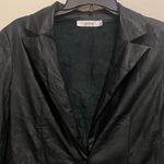 Just Fab Womens Black Faux Leather Jacket S Small 34” One Button Closure Photo 2