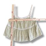 Lalavon Embroidered‎ Sage Green Lace Trim Peplum Tank Top Size Large Photo 2