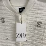 ZARA White Quilted Jacket with Rhinestones Size XS Photo 2