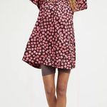 Free People  Jodie Printed Tunic Small Chocolate Pink Dot Flowy Oversized Photo 11