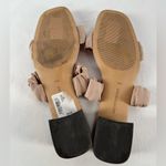 Saks 5th Avenue Saks Fifth Avenue Suede Elastic Strap Square Toe Heeled‎ Sandal in Nude Size 10 Photo 6