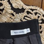 Eye Candy Black & Gold Midi Skirt Mesh Overlay Cocktail Party Gala Size Small Photo 3