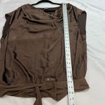 EXPRESS Chocolate Brown Satin Cowl Neck Gramercy Bodysuit Sz XL Women’s Photo 4