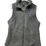 Patagonia  Los Gatos Fleece Vest Womens Medium Dark Gray Fuzzy Teddy Hiking Photo 0