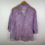 White Stag Floral Sheer Burnout Button Down Blouse 18W/20W Purple Lightweight Photo 3