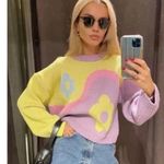 ZARA NWT *Bloggers Fave* Floral Multicolored Pastel Knit Sweater, M Photo 0