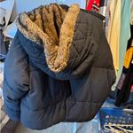 ZARA Black Puffer Jacket with Faux Fur Lining Photo 1