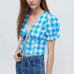 Urban Outfitters Another Girl Gingham Tie-Front Blouse NWT Photo 1