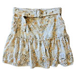 Sofie the Label Floral Flower Eyelet Tiered Belted Mini Skirt Womens Medium Photo 0