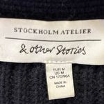 & Other Stories & Other Stories Navy Blue Wool Waffle Knit V-neck Button Cardigan Sweater Top M Photo 3