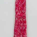 Ramy Brook Alexa Metallic Floral Blouson Midi Dress Rose Pink Women's Small NEW Photo 0