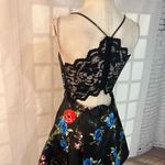 B. Smart Black Floral V-Neck Inverted Pleat Party Skater Mini Dress Size 9 Photo 7