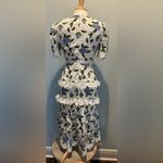 Just Me  Embroidered Lace white/Blue Floral Midi Dress size Medium Photo 3