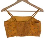 American Eagle  Crop Top Womens S Mustard Floral 100% Cotton Smocked Y2K Boho Photo 2