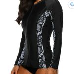 Actleis Women's Long Sleeve Rash Guard Top Zip Front Sun Protection Swim Shirt Photo 3