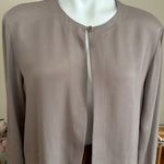 Via Seta Studio Taupe Light 1 Button Jacket 100% Silk Satin Long Sleeves Sz M Size M Photo 3