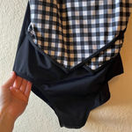 swimsuit one piece plaid gingham‎ cottagecore beach vacation costal grandma slim Black Size 12 Photo 3