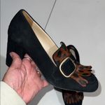 M. Gemi Lettura Block Heel buckled Fringe Loafer size 37 made in Italy leopard Black Photo 2