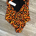 Beach Betty NWT  By Miracle Brands Sz S One Piece Swimsuit Orange Leopard Print Photo 6