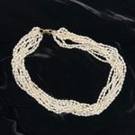 Freshwater Keshi pearl necklace 10 strands gold beads vintage White Photo 4