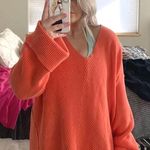 Free People Orange Oversized Sweater Photo 0