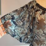 Karen Kane  sheer blue floral blouse with dolman sleeves and beaded neckline Photo 6