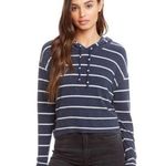 Chaser NWT Cozy Knit Long Sleeve Cropped Hoodie L Photo 0