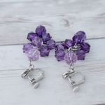 Vintage Clip On Earrings Stunning Extra Long Purple Dangle Statement Photo 4
