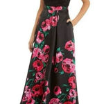 B Darlin  Black Lace Bodice Pink Floral Gown Prom Backless Juniors 7/8 Photo 0