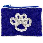 Viola Beaded Blue/White Game Day Paw Print‎ UK Kentucky Wildcats Coin Purse/ID Blue Photo 1