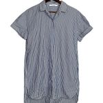 ZARA  Skipper Stripped Collared Cuffed Short Sleeve Button Coverup Shirt Dress S Photo 14