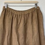 Cynthia Ashby Tan Brown Linen Skirt Elastic Waist Pull On Minimalist Logenlook L Size L Photo 2