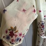 Vintage pockets house robe satin weave flowers White Size M Photo 3