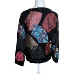 Chico's  Black Velvet Patchwork Blazer Jacket Small Artsy Boho Abstract Grandma Photo 4