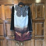 Clover Canyon  Dress Small Long Sleeve Lace Top Mountain Print Shift Tunic Boho Photo 1
