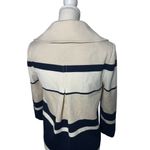 ST JOHN Striped Draped Cream Navy Sweater Jacket Size 4 Photo 7