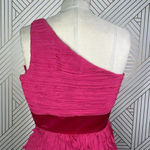 Pronovias Strawberry Pink One Shoulder Ruffle‎ Cocktail Dress Size US 2 Photo 6