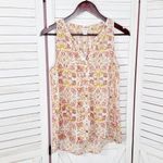 Artisan NY Floral Boho Sleeveless Tank Top Blouse White Yellow Red Small Photo 6