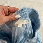 Love Shack Fancy  Sz XS Blue Cotton Tiered Ruffle Mini Skirt Lace Elastic Waist Photo 4