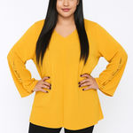 Avenue NWT  size 26/28 yellow blouse with cut out sleeve Photo 0