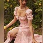 House Of CB NWOT  Pink Floral Tallulah Puff sleeves midi dress sz M Photo 2