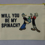 Will You Be By Spinach Popeyes Yellow Zipper Canvas Pouch Handmade Makeup Bag Photo 0