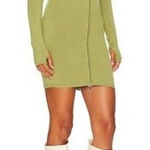 Song of Style Olive Green Knit Mini Dress Long Sleeve Full Zip Up Sz S Photo 0