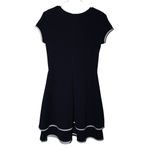 AQUA Women's Blue White Zip Up Crewneck Short Sleeve Fit & Flare Dress Sz Medium Photo 1