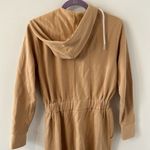 We Wore What  Women's Tan Long Sleeves Zip Front Hooded Jumpsuit Size Extra Small Photo 2