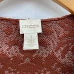 Chico's Rustic Romantic Fall Cardigan Sweater sz 1 M Orange Ruffle Holiday Photo 3