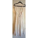 ZARA  White Textured Midi Dress Lace Up‎ Back Ruffle Sleeve Size Small Photo 4