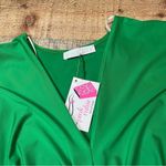 Karlie NEW Women's Green Cinched Waist "Twisted Money" Deep V Dress Sz M Photo 3